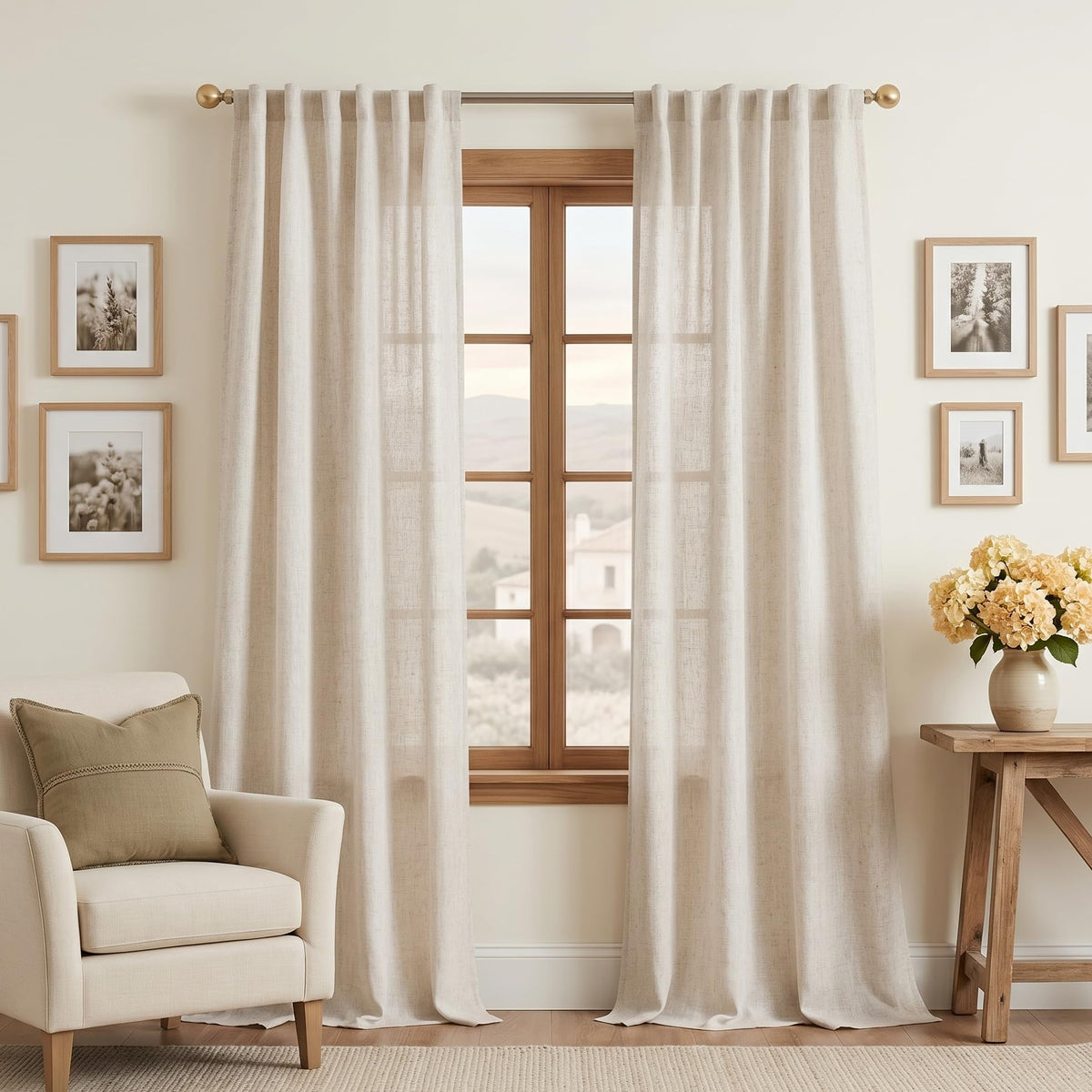 MYSKY HOME linen curtains texture closeup with luxurious feel and wrinkle resistance