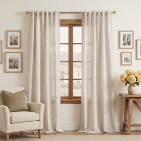 MYSKY HOME linen curtains texture closeup with luxurious feel and wrinkle resistance