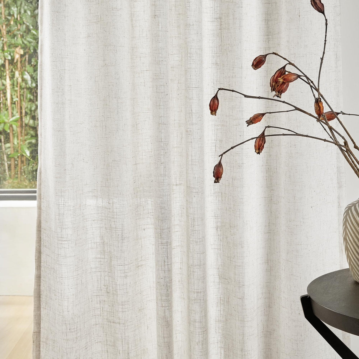 MYSKY HOME linen-polyester blend fabric adds luxury and easy care