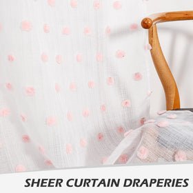 MYSKY HOME living room pom pom sheer curtains create a playful, gentle ambiance.