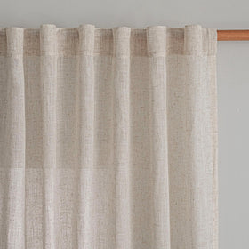 MYSKY HOME living room window setup with natural color curtains