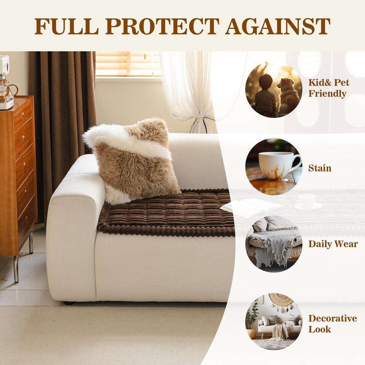 MYSKY HOME non-slip bottom keeps the cover secure on the sofa