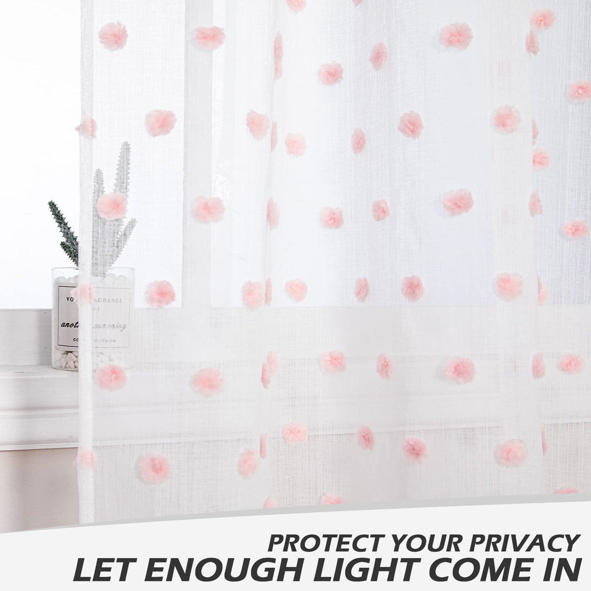 MYSKY HOME nursery voile curtains in pink provide airy texture and color.