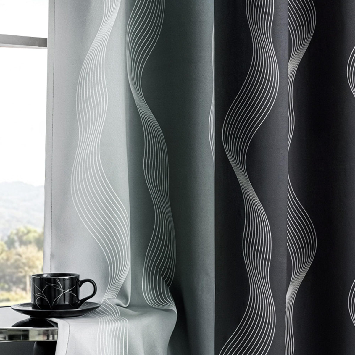 MYSKY HOME Ombre blackout curtains with 95% light block for room darkening and privacy.
