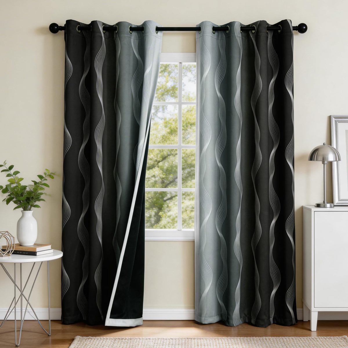 MYSKY HOME Gray-white gradient drapes adding modern style and light control.