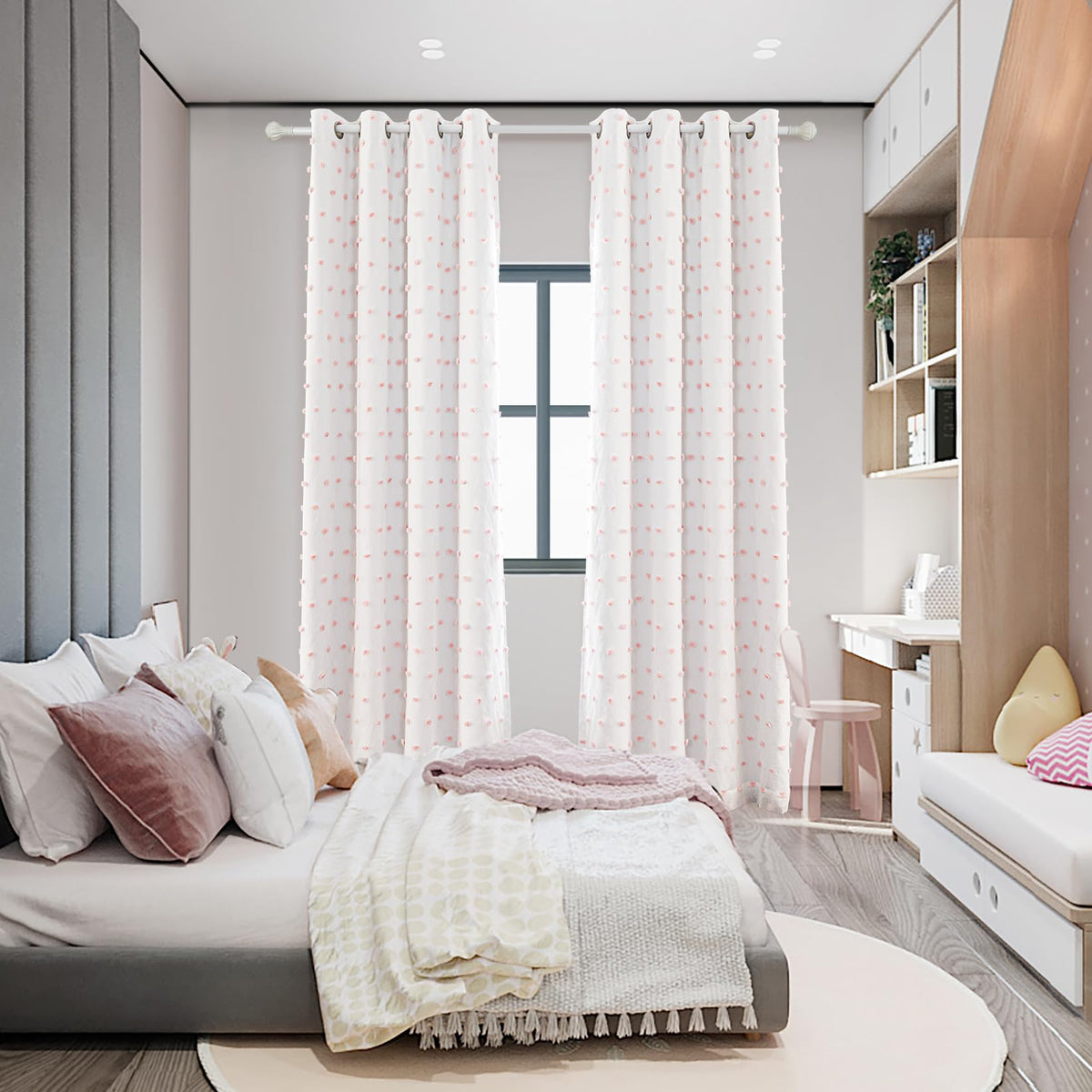 MYSKY HOME pink blackout curtains easy care: machine washable and low-heat ironing.