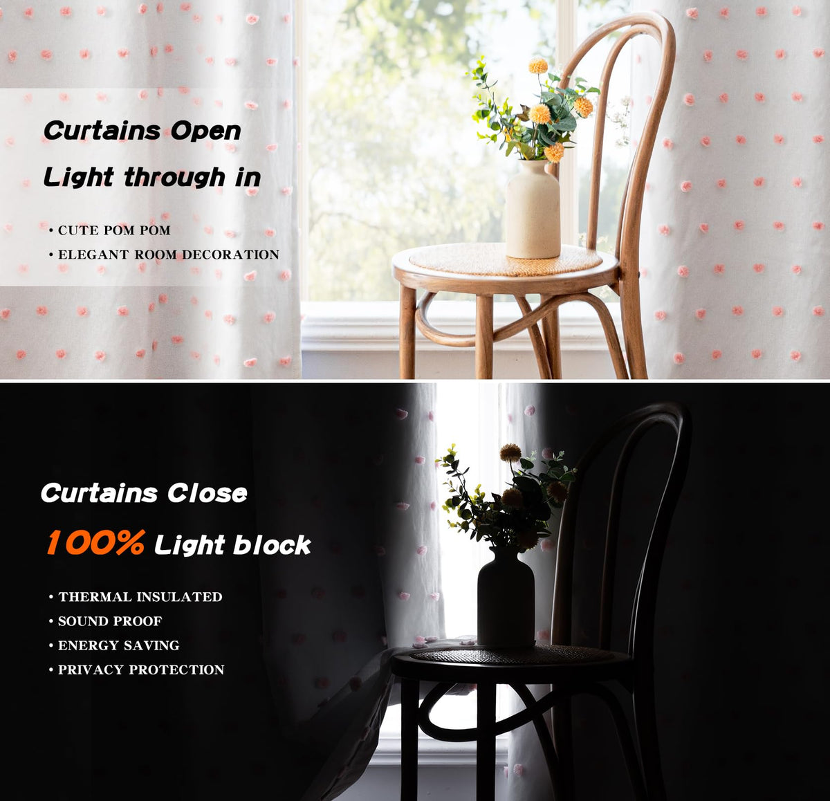 MYSKY HOME pink blackout curtains fabric closeup showing dense blackout material and quality weave.