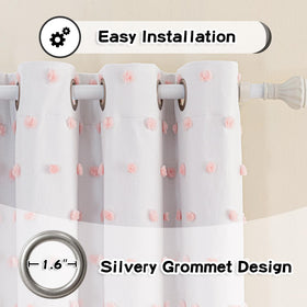 MYSKY HOME pink blackout curtains grommet installation demonstrates easy sliding and even weight.