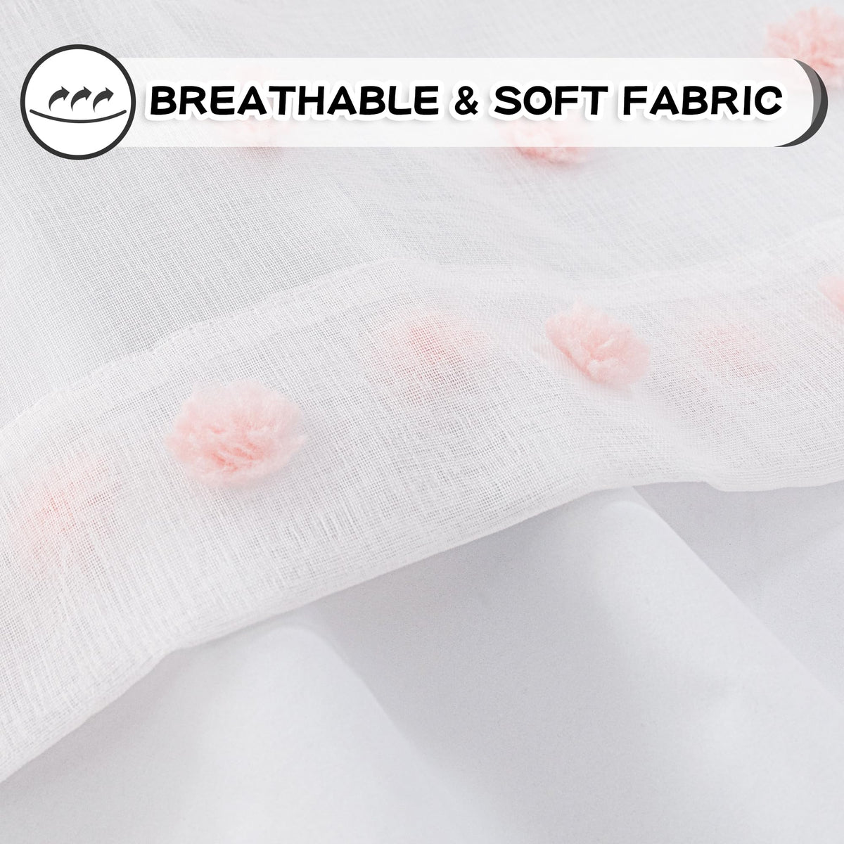 MYSKY HOME pink blackout curtains pom pom sheer detail adds playful charm to windows.