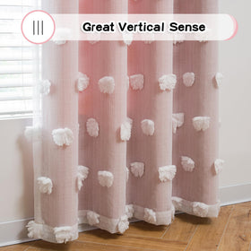 Pink curtains add a cheerful focal point to a child's bedroom decor.