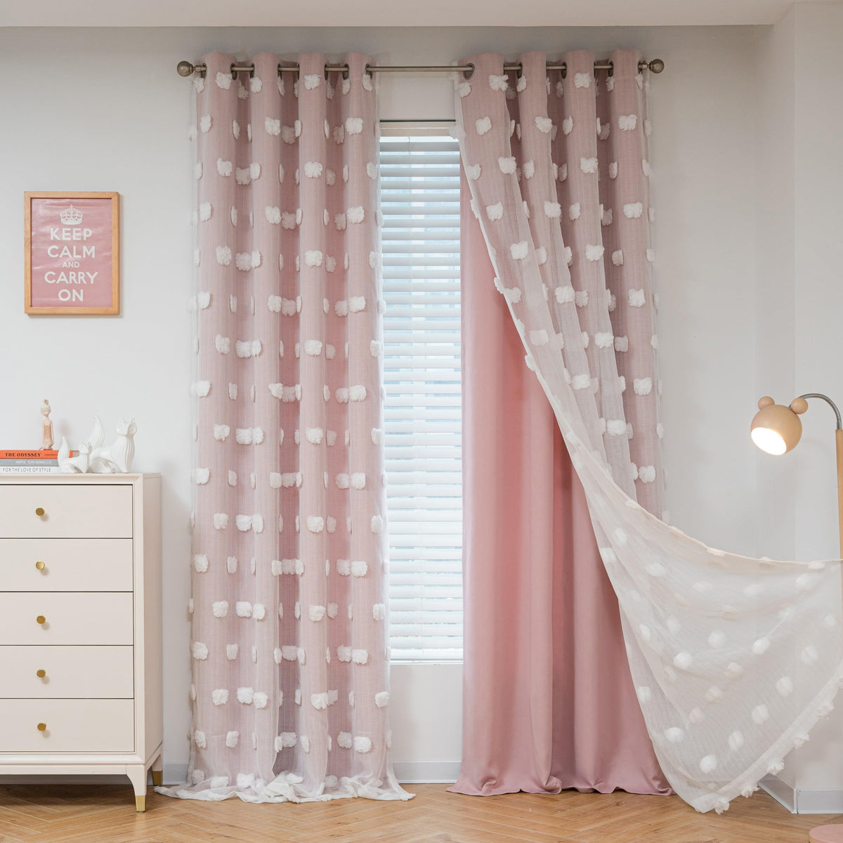 MYSKY HOME pink curtains in a nursery offering soft light and cozy privacy.