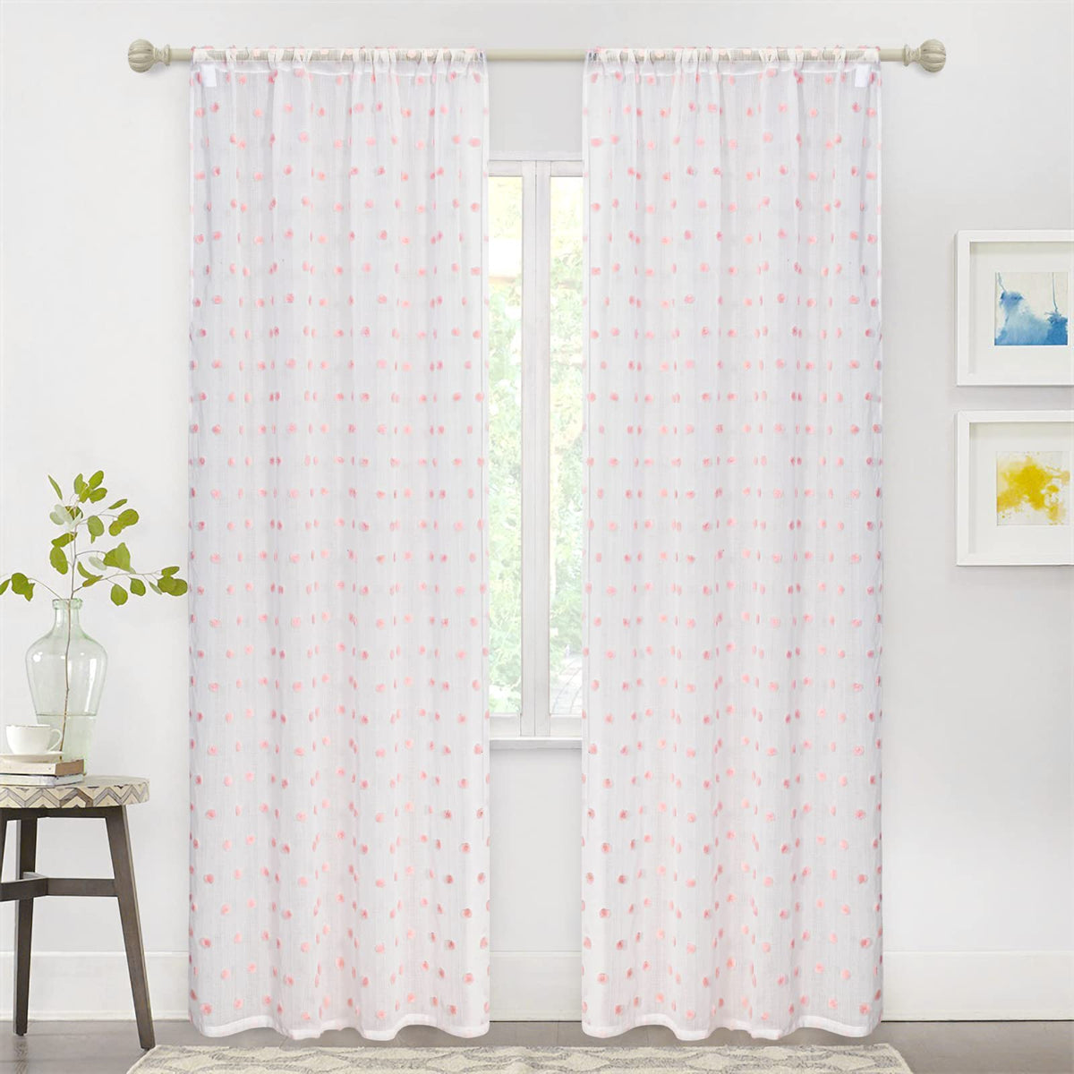 MYSKY HOME pink sheer curtains for a versatile children's room decor.