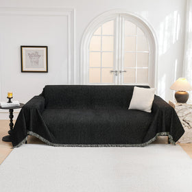 MYSKY HOME sleek black slipcover enhances living room aesthetics.