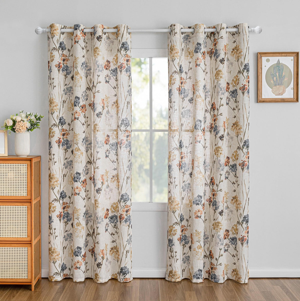 MYSKY HOME curtains with digital flowers for natural charm and soft light