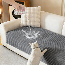 MYSKY HOME waterproof couch cover on sofa front view showing spill protection