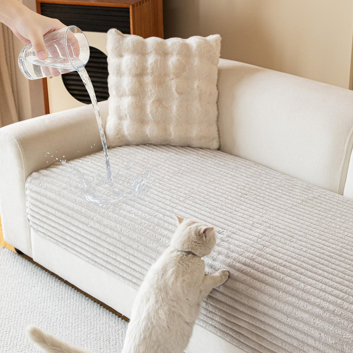 MYSKY HOME waterproof couch cover protects sofa from spills and stains.
