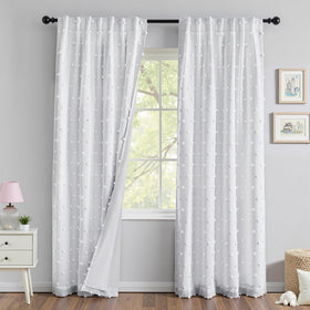 MYSKY HOME white blackout curtains full view on window showing privacy benefits