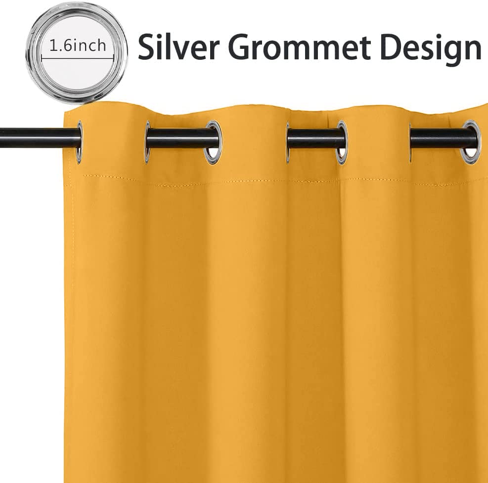 MYSKY HOME yellow blackout curtain with top grommets for easy hanging and even drape