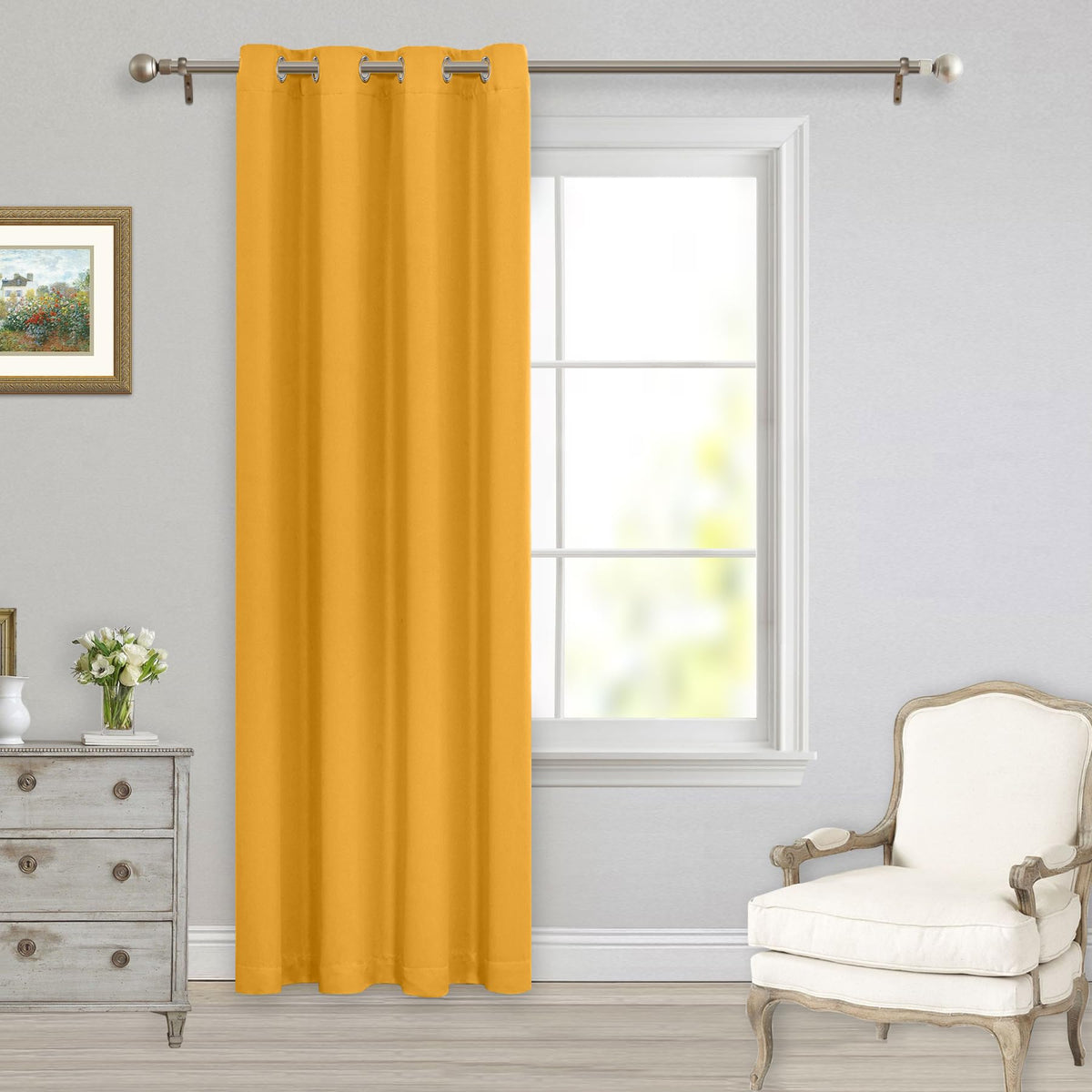 MYSKY HOME yellow blackout curtain creates warm ambience in living spaces