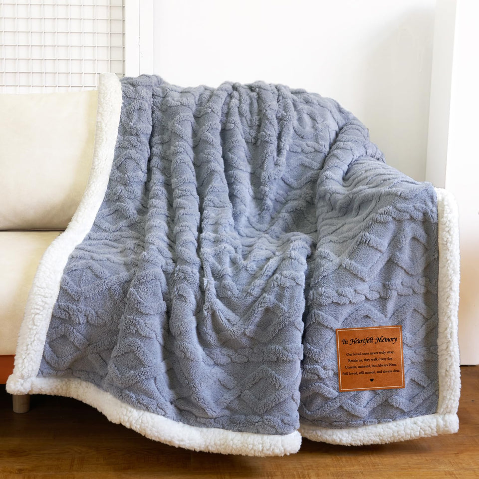 MystGifder In Heartfelt Memory blue memorial blanket with soft fleece for comforting moments