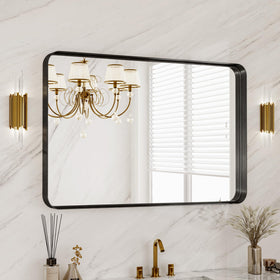 MYSUNORIA 40x30-inch black metal frame mirror wall mount for modern bathrooms