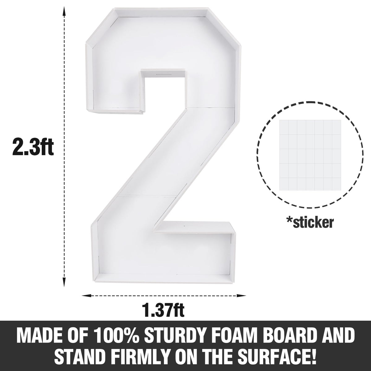 Mythcloud 2-3ft mosaic-number lit display for graduation parties.