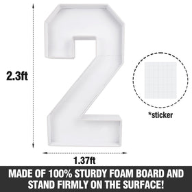 Mythcloud 2-3ft mosaic-number lit display for graduation parties.