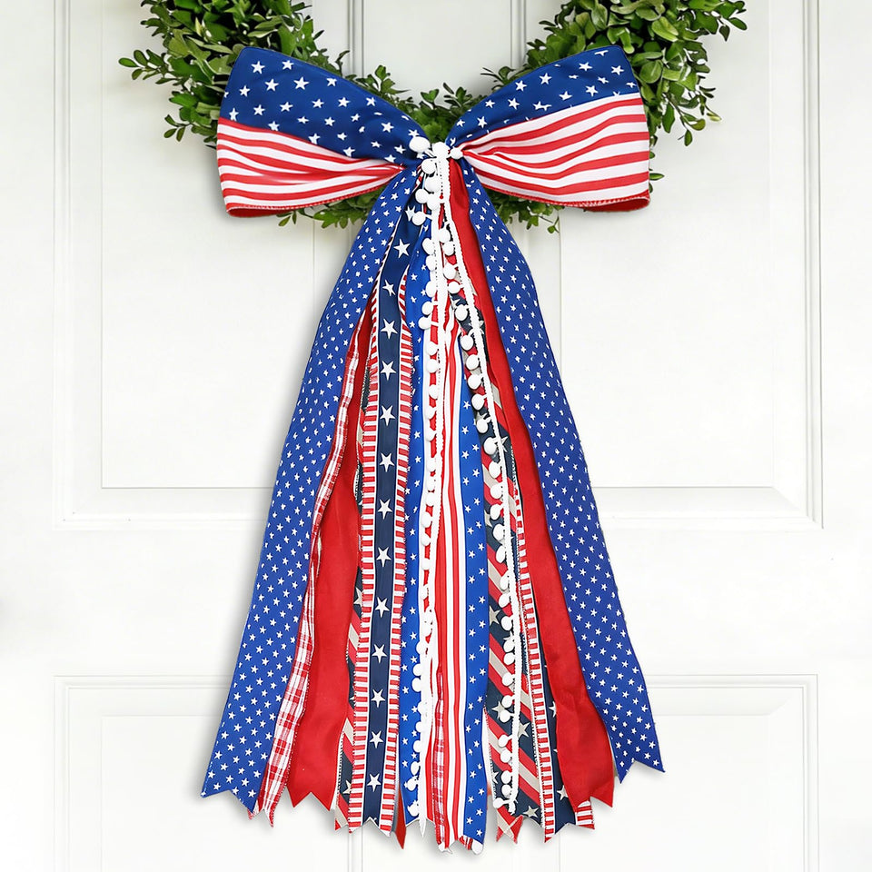 Mythcloud patriotic wreath sash bow front door enhances curb appeal and seasonal charm.