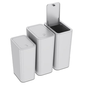 N. NETDOT 3-pack trash cans in compact design ideal for tight spaces.