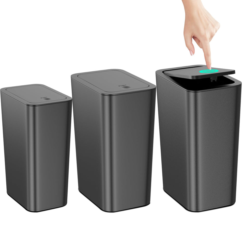 N. NETDOT three-pack trash cans with lids keep spaces neat and tidy