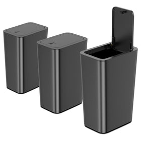 N. NETDOT 3-pack 10 L bathroom trash can with lid keeps odors contained.