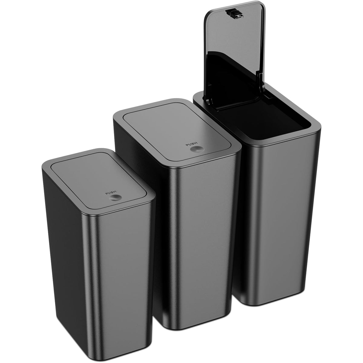 N. NETDOT 3Pack small trash can with pop-up lid fits tight spaces, keeps waste out of sight