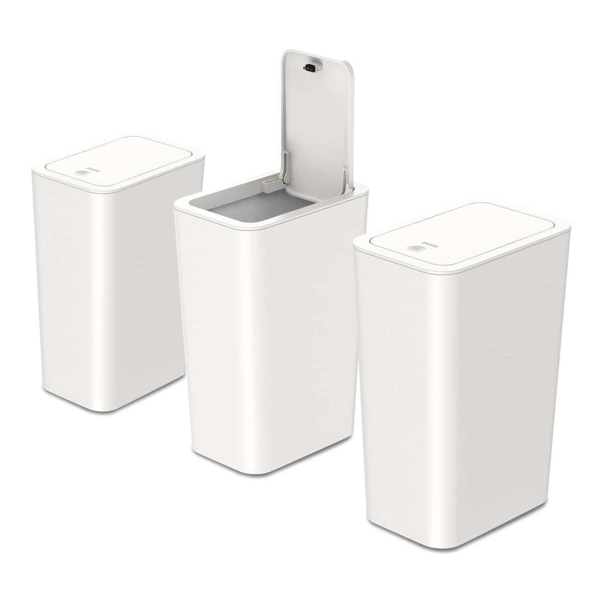 N. NETDOT 3-pack lid-closed trash can keeps space tidy and odors contained.