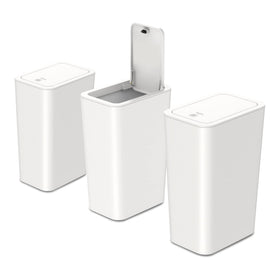N. NETDOT 3-pack lid-closed trash can keeps space tidy and odors contained.