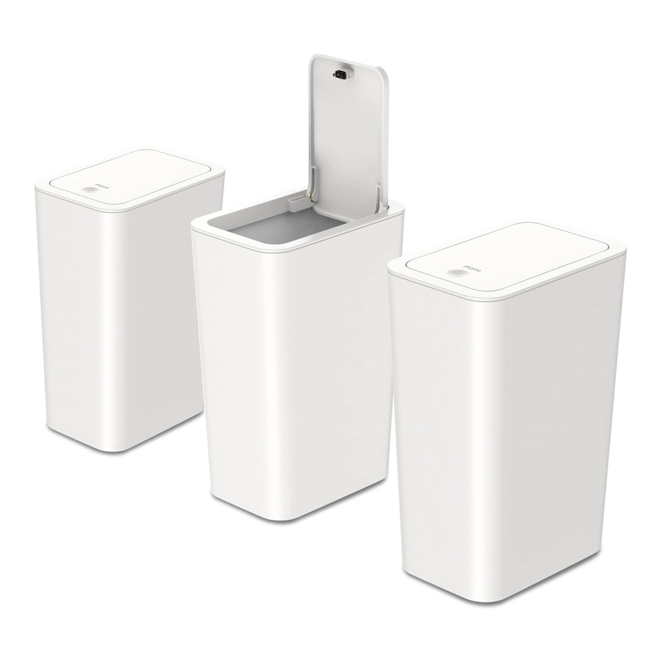N. NETDOT 3-pack lid-closed trash can keeps space tidy and odors contained.