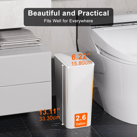 N. NETDOT compact bathroom trash bin with slim design fits tight spaces.