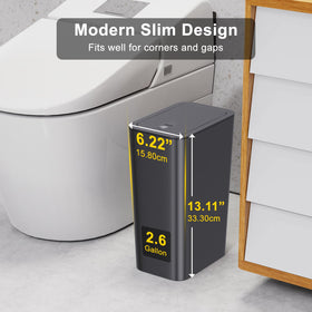 N. NETDOT compact 2.6-gallon trash bin fits tight kitchen corners.