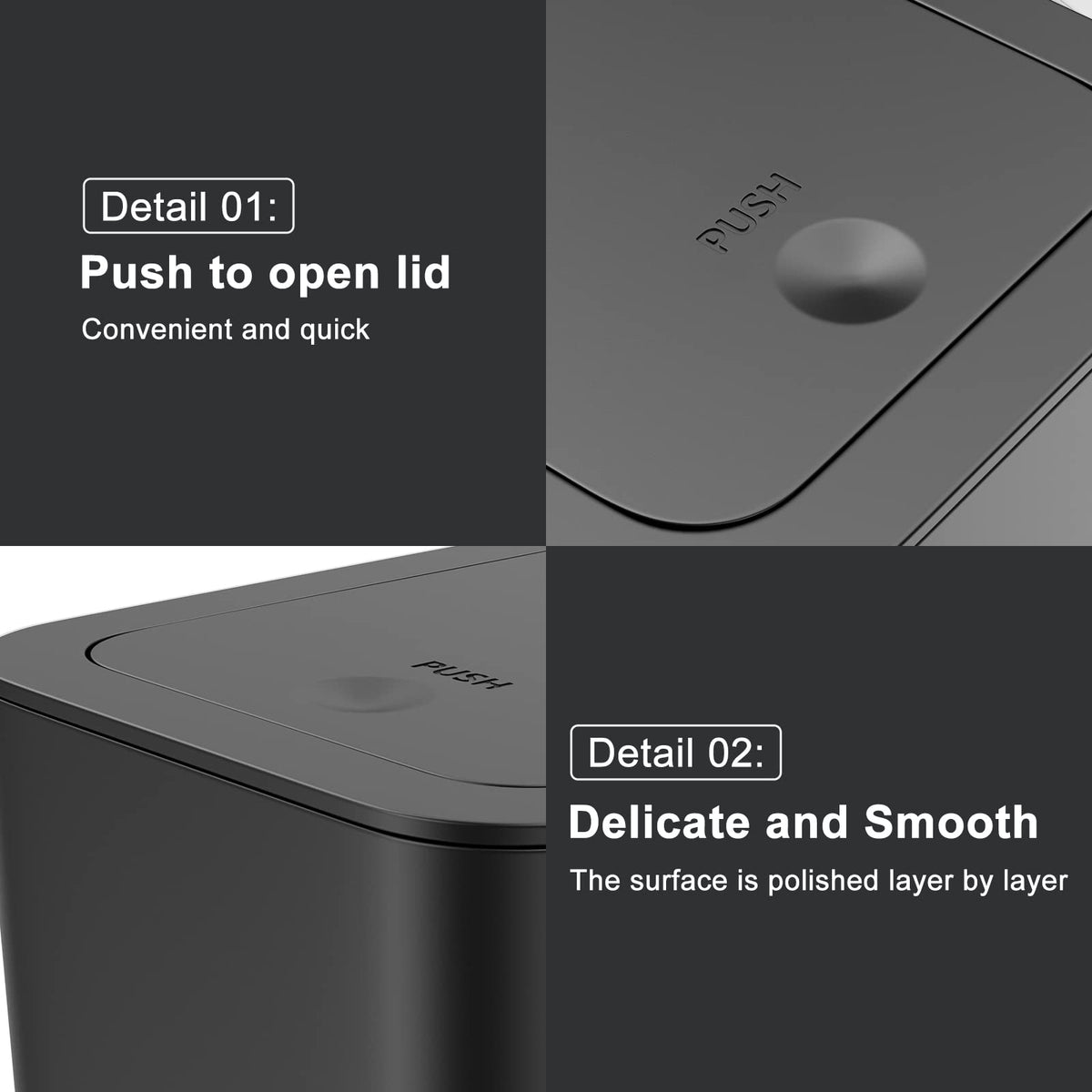 N. NETDOT easy-clean surface trash bin for quick maintenance.