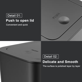 N. NETDOT easy-clean surface trash bin for quick maintenance.