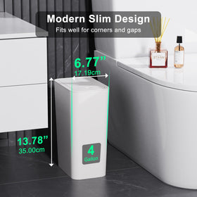 N. NETDOT slim modern trash bin fitting in cabinet
