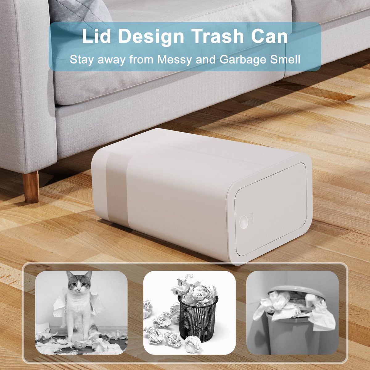 N. NETDOT pop-up lid in operation on a trash can