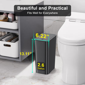N. NETDOT press-lid trash bin keeps kitchen waste sealed.