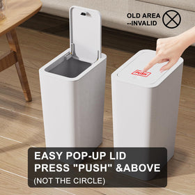 N. NETDOT slim bin in off-white adds modern style and easy cleaning.