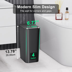 N. NETDOT slim rectangular trash bin with compact design for cabinets and sinks