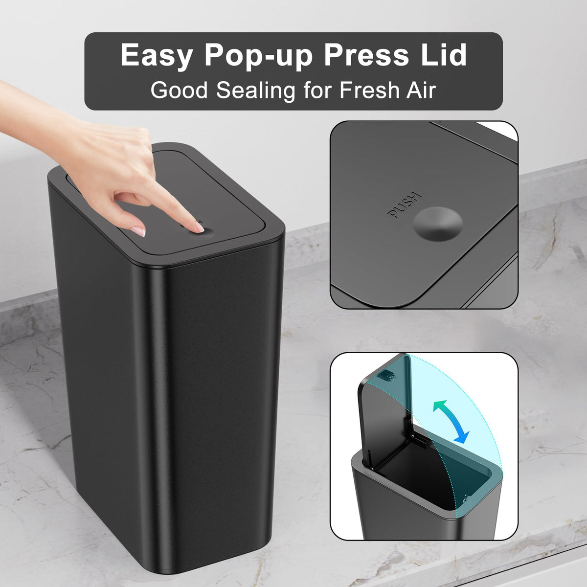 N. NETDOT sturdy PP/ABS trash bin built for durable daily use.