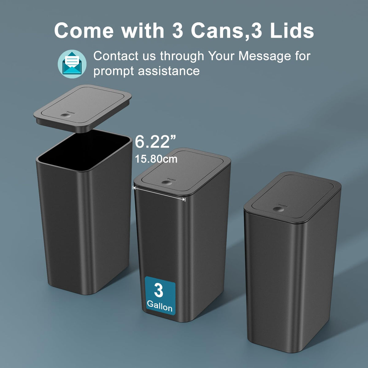 N. NETDOT versatile trash bin for bathroom, kitchen, and office.