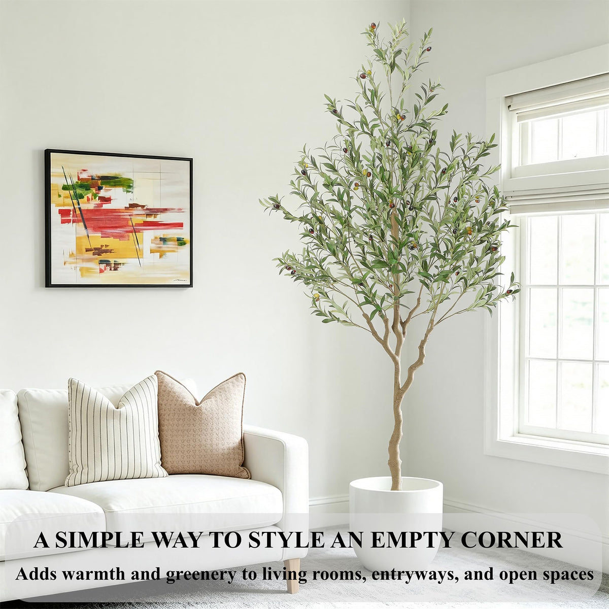 Nafresh tall olive tree silk leaves closeup highlights natural texture and authentic look.
