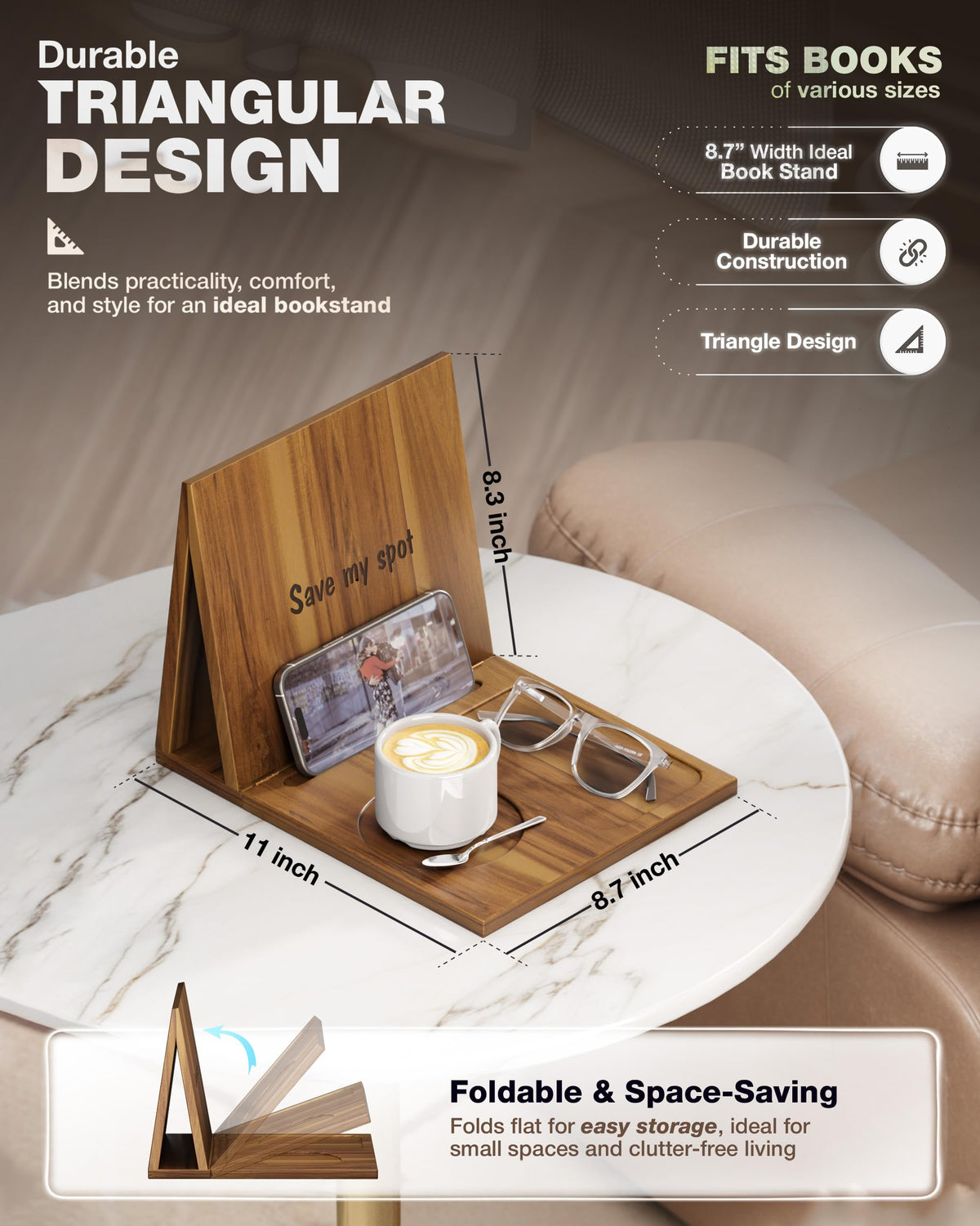 NAGAWOOD foldable reading stand boosts portability for travel and cafes