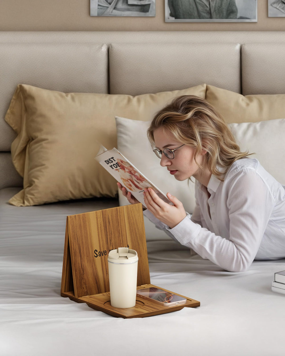 NAGAWOOD integrated drink and glasses slot keeps beverages within reach