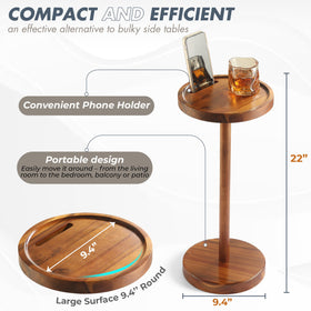 NAGAWOOD phone holder table features a deep groove to cradle devices.
